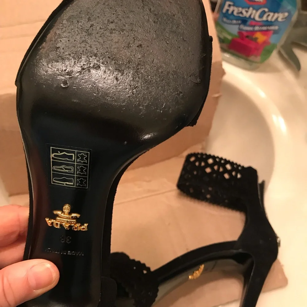 Prada suede pumps with cutouts 8 black $1140 gently worn cruise only - Picture 10 of 14